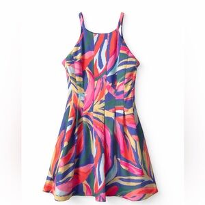 Vince Camuto Multicolor Halter Dress with Coral, Blue & Yellow Print